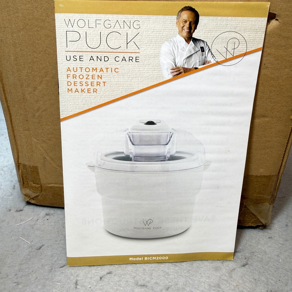 Wolfgang Puck Dessert Maker Ice Blue BICM2000 Like New Automatic Frozen Treats